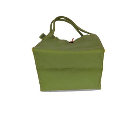 Mod Minimalist Vinyl Tote Bag Alan Stuart New York Green Structured Shoulder Bag - Picture 5 of 11